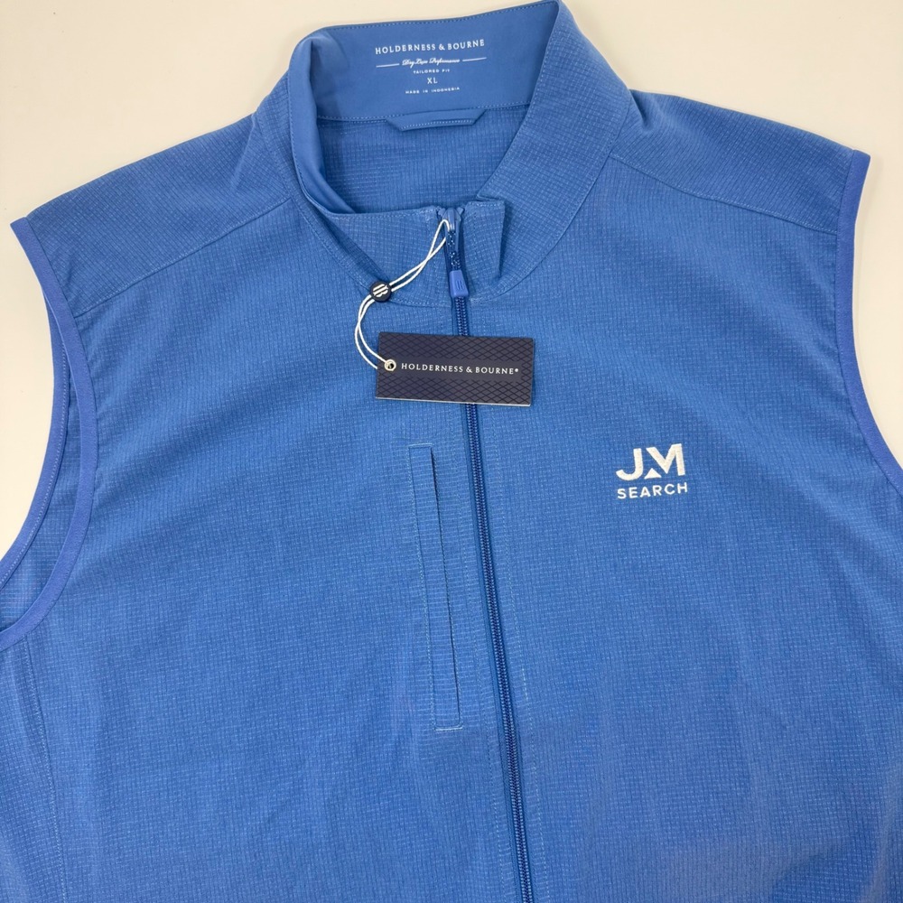 Holderness &‎ Bourne Mens Ventura Vest XL Blue Dry Luxe Performance 1/4 Zip NEW